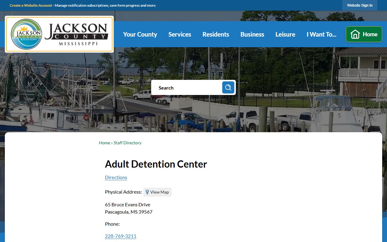 Jackson County Adult Detention Center inmate records contact directory